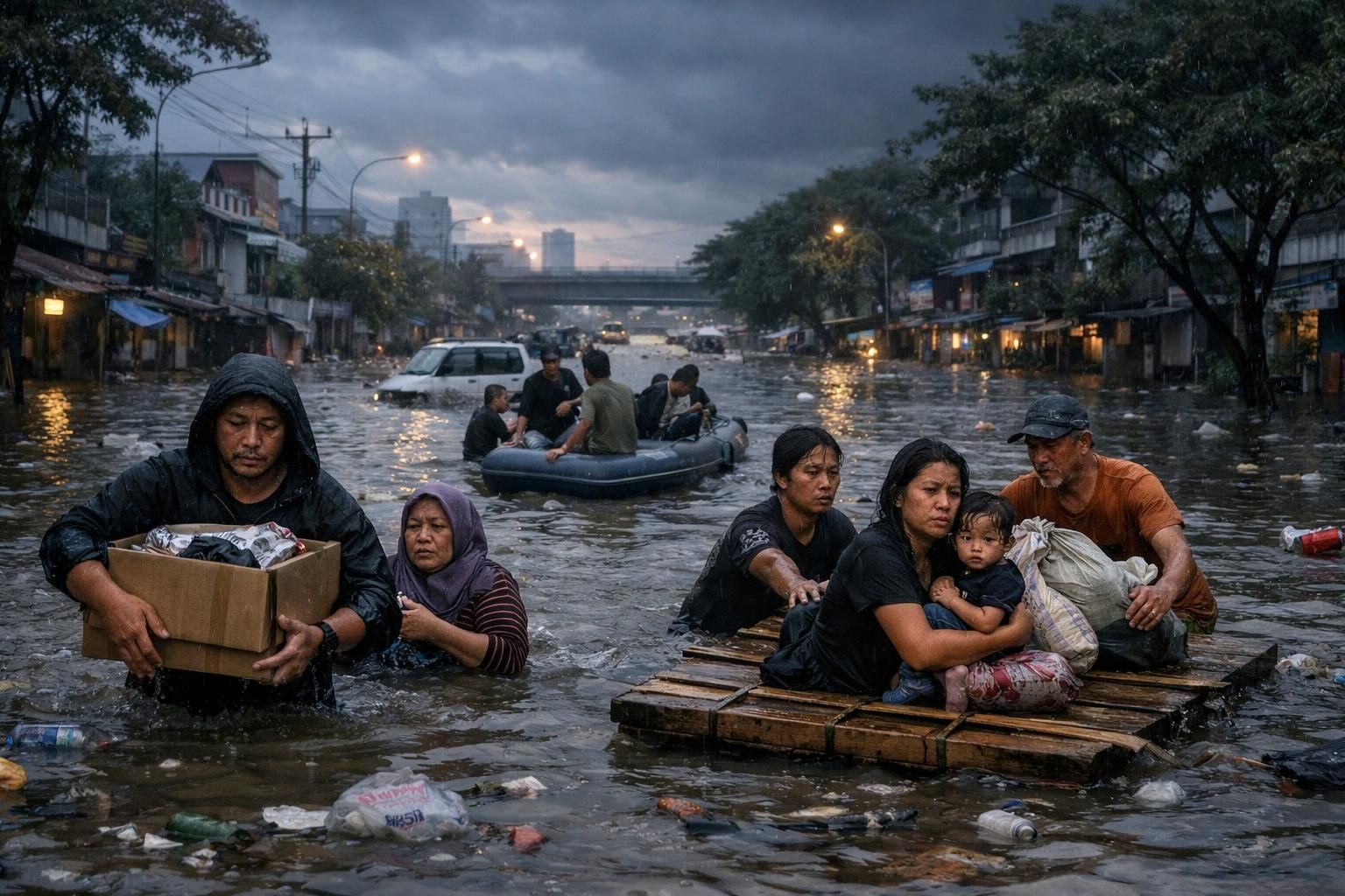 momen banjir melanda jakarta hingga tangerang setelah hujan deras semalaman, mengakibatkan genangan air di berbagai wilayah. simak laporan lengkapnya di cnbc indonesia.