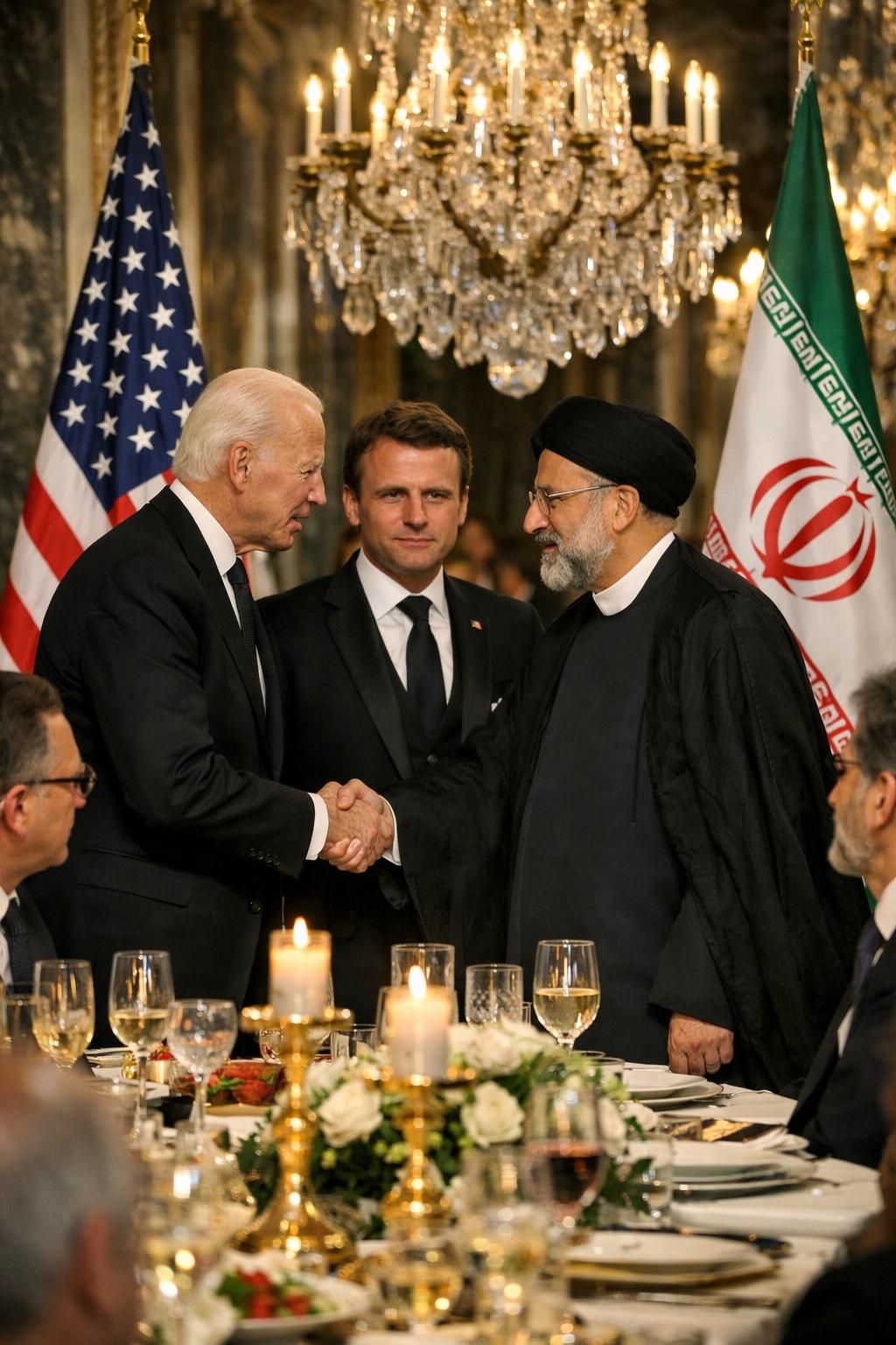 detik bersejarah saat trump menandatangani mou perdamaian dengan iran di istana versailles, disaksikan langsung oleh presiden macron. momen penting bagi perdamaian internasional.