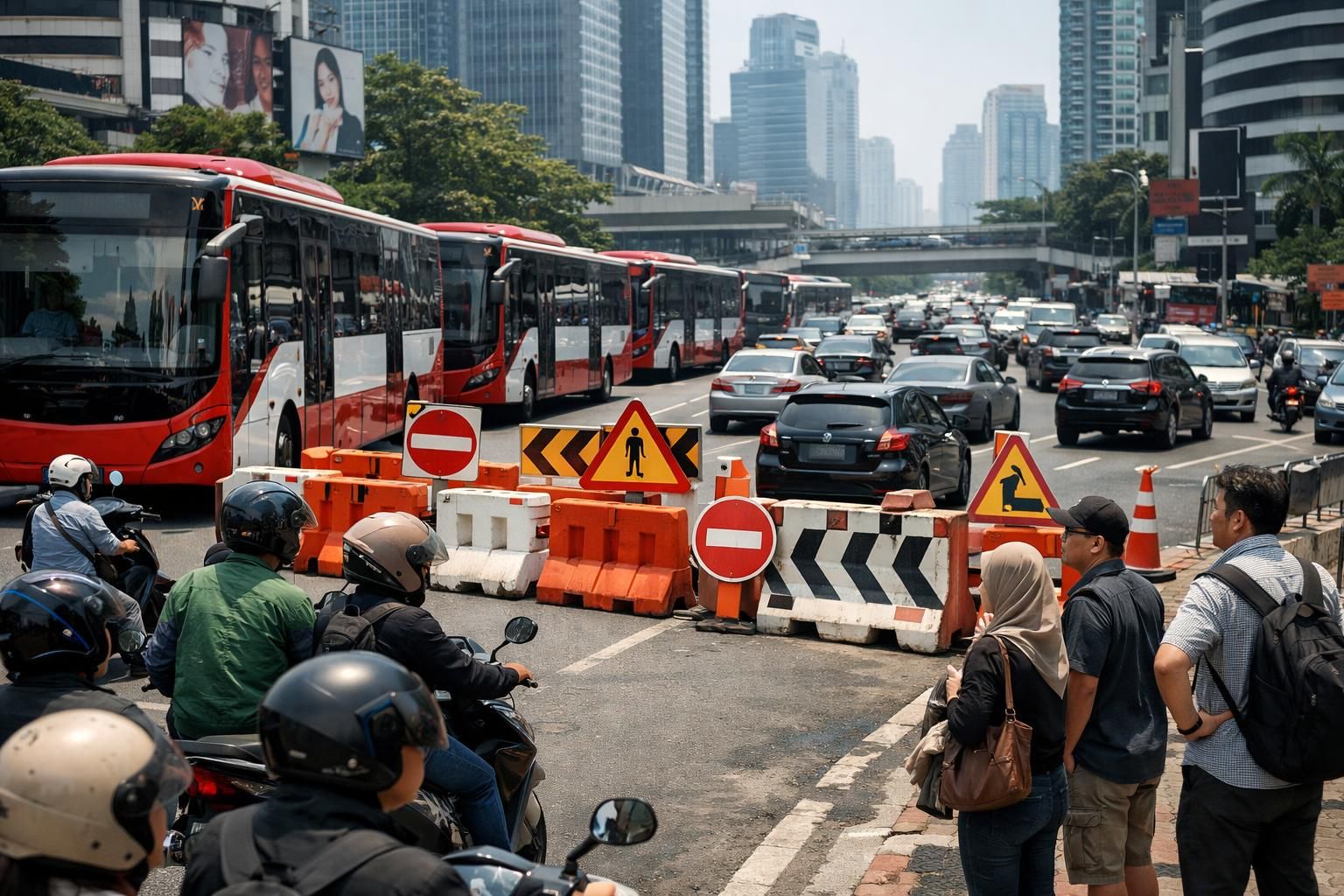 beberapa rute transjakarta berhenti beroperasi sementara akibat penutupan jalan, memengaruhi mobilitas warga. simak informasi lengkapnya di kompas.com.