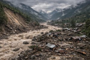menjelajahi nepal dari ketinggian untuk melihat secara langsung dampak destruktif banjir bandang dan longsor yang menghancurkan wilayah tersebut.