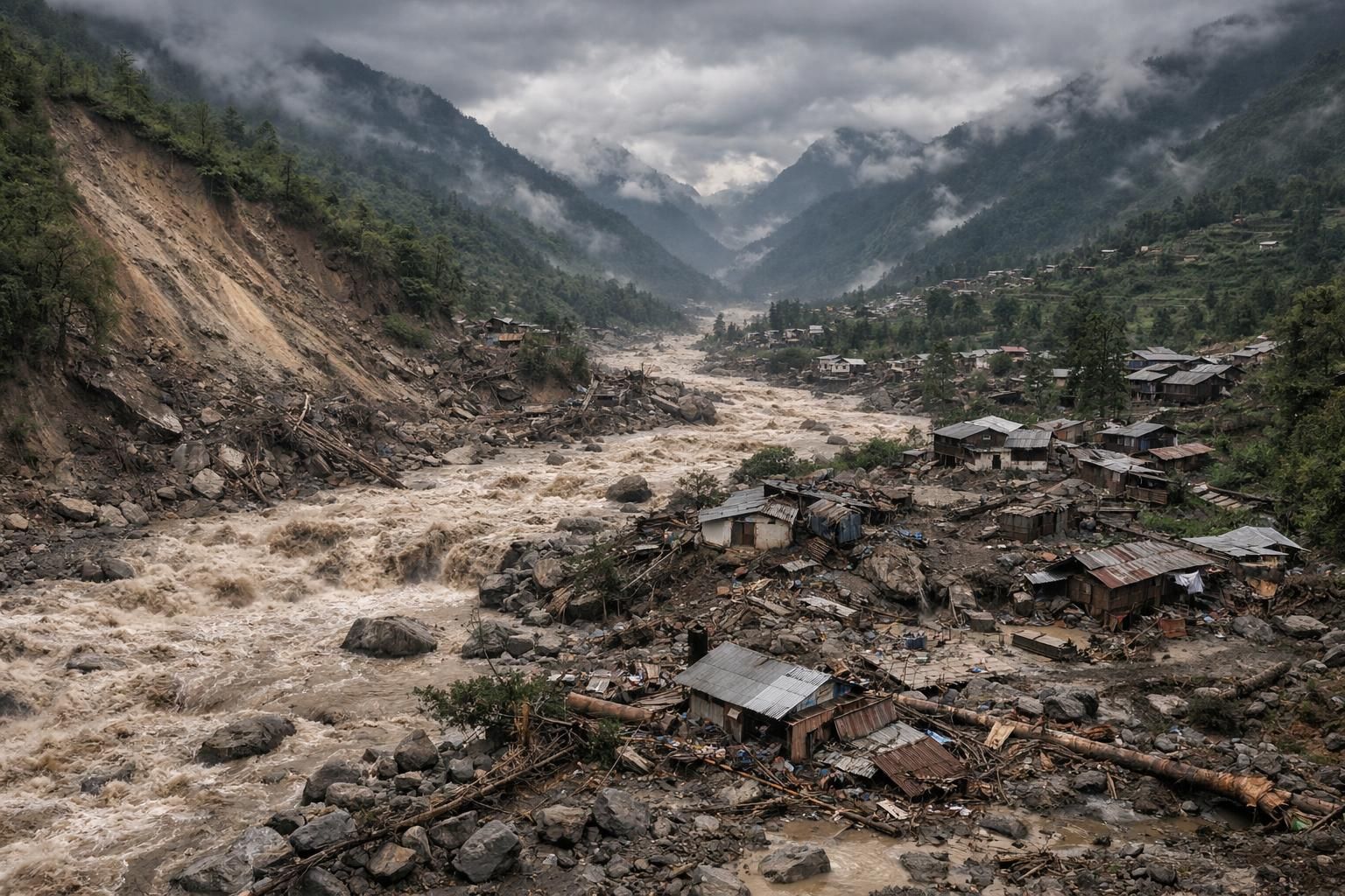 menjelajahi nepal dari ketinggian untuk melihat secara langsung dampak destruktif banjir bandang dan longsor yang menghancurkan wilayah tersebut.