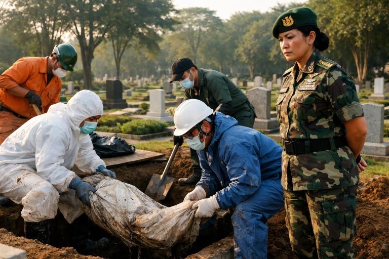 proses ekshumasi jenazah sutrimo dilakukan pagi ini dengan dipimpin langsung oleh brigjen hastry, memastikan prosedur berjalan lancar dan sesuai protokol.