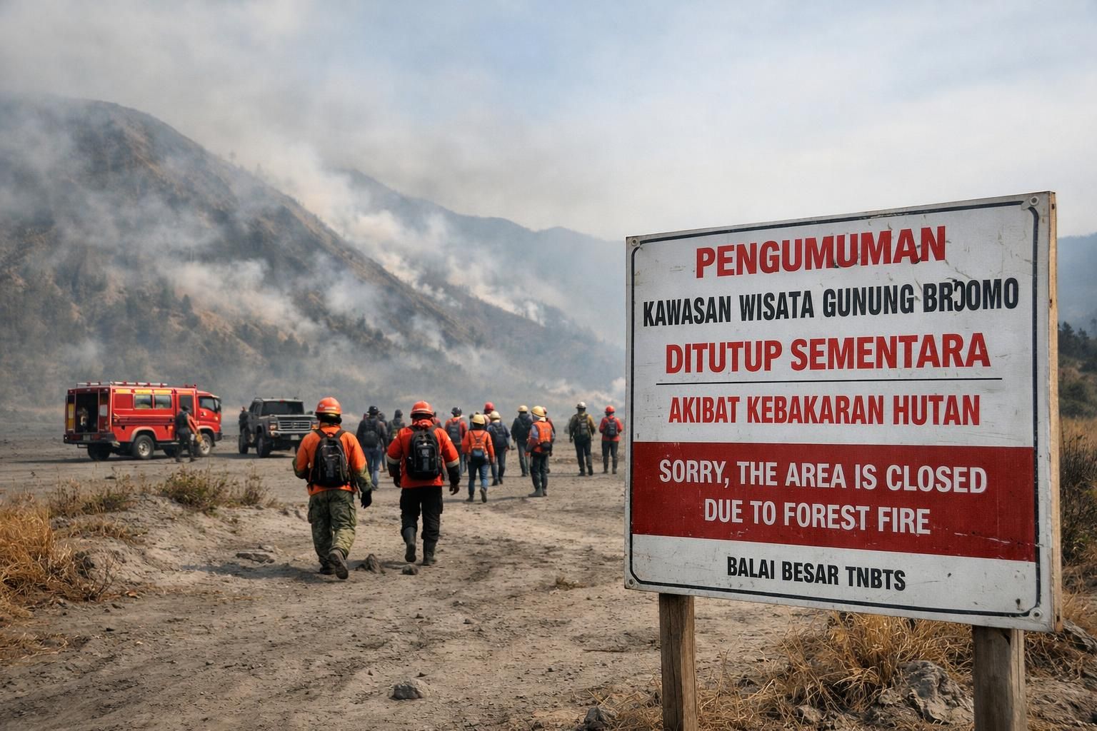 taman nasional bromo ditutup sementara akibat kebakaran. pengunjung yang telah membeli tiket dapat mengajukan pengembalian dana. dapatkan informasi terbaru hanya di detiknews.