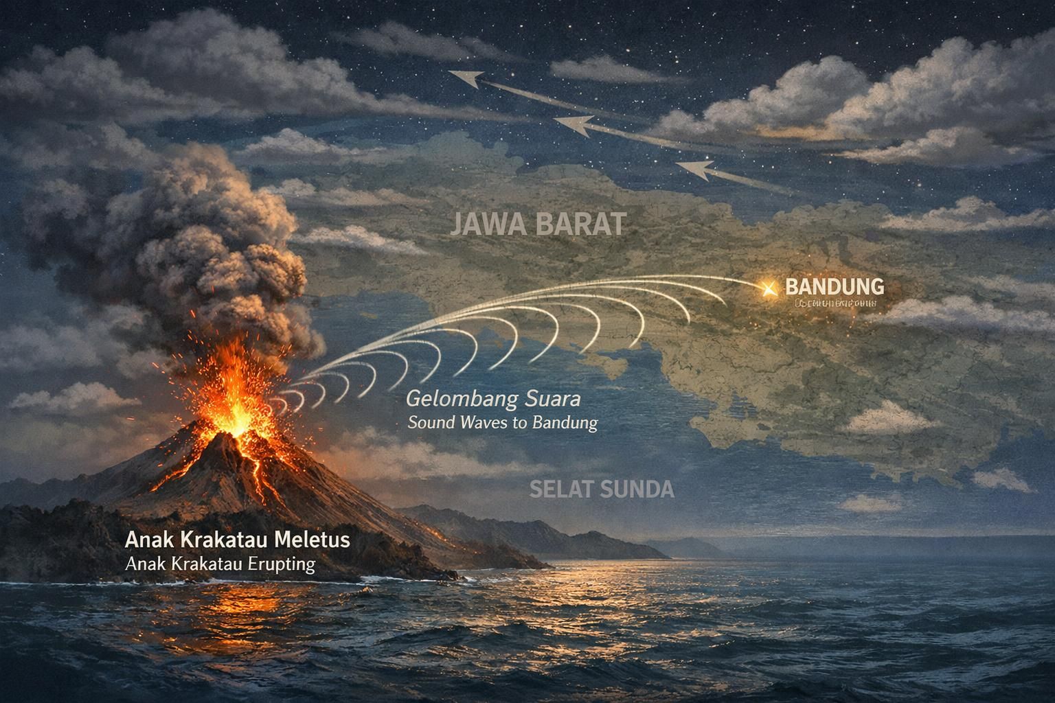 pelajari mengapa dentuman dari letusan anak krakatau bisa terdengar hingga ke bandung, termasuk faktor geografi dan kekuatan suara yang luar biasa.